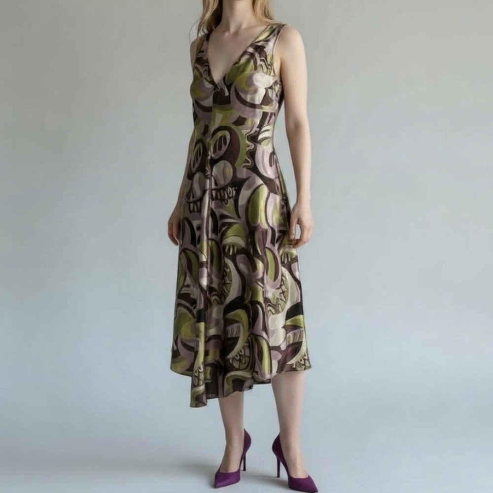 Vintage Dress Size 4 Purple Green Black Y2K